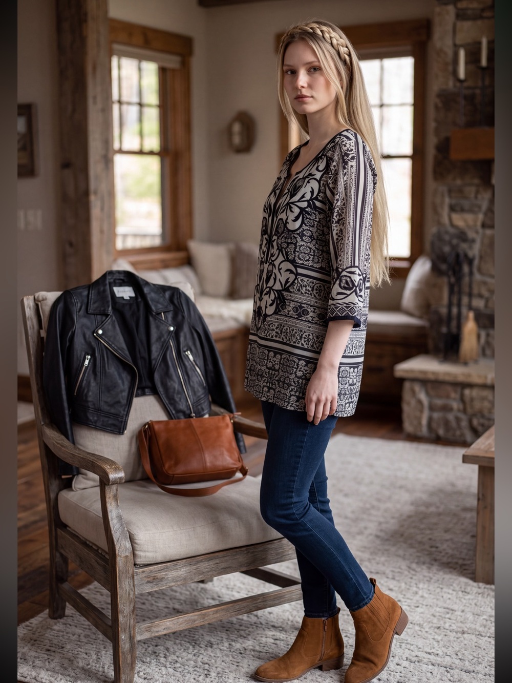 Gretchen Scott Designs embroidered tunic intricate chiffon overlay Tunic XS S